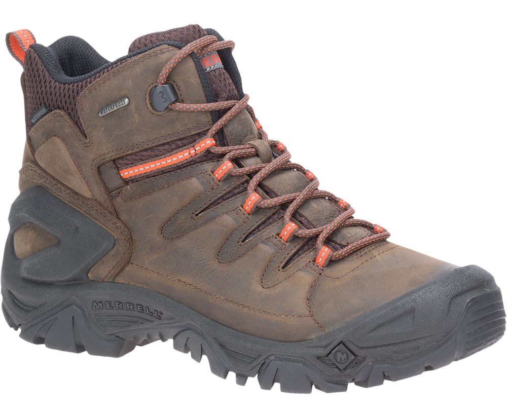 Merrell Hiking Boots Brown - Strongbound Peak Mid Waterproof - Mens 13DOMZJAS